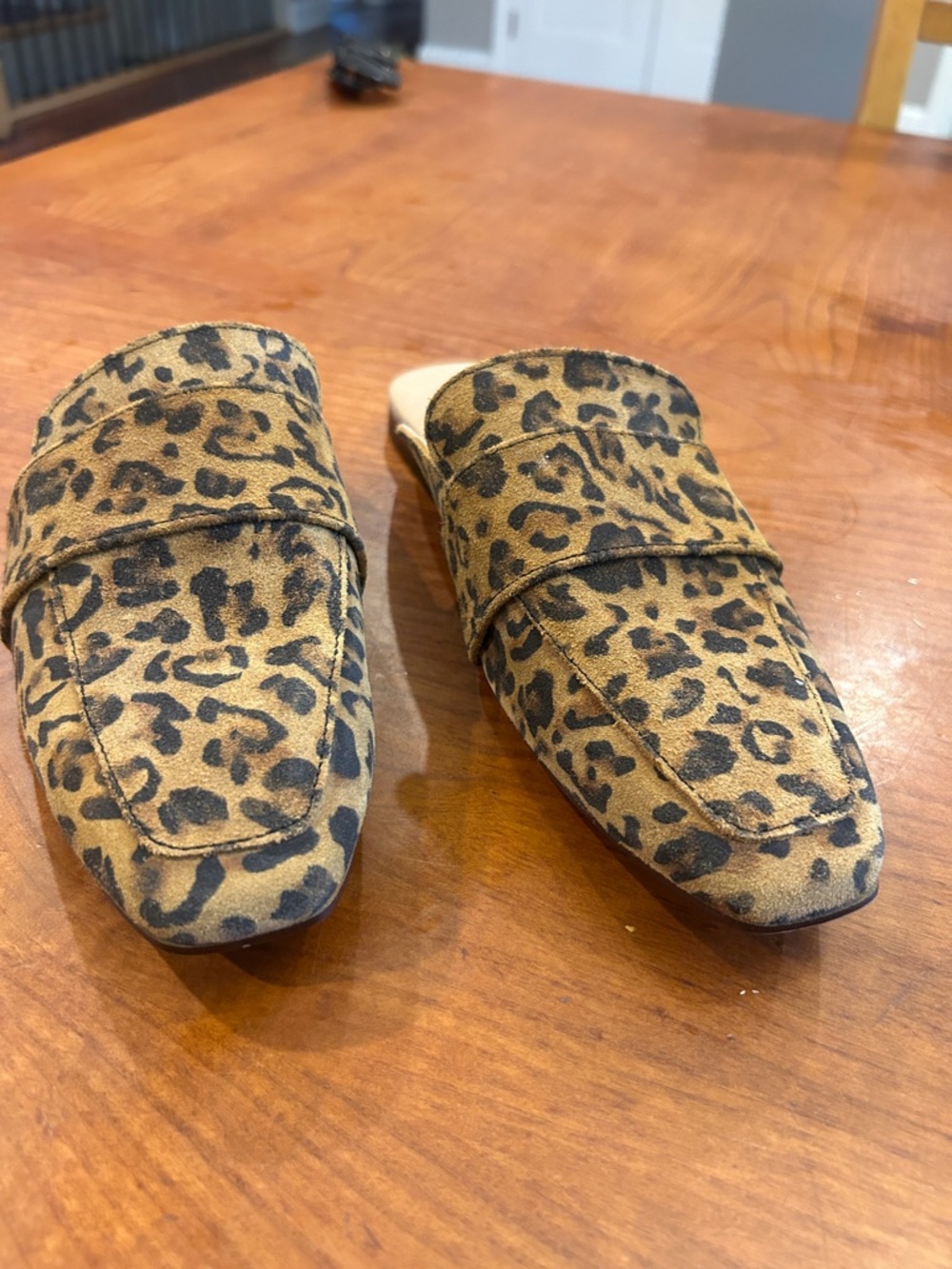Free People At Ease Leopard Print Slip-on Mule Loafers size 8.5